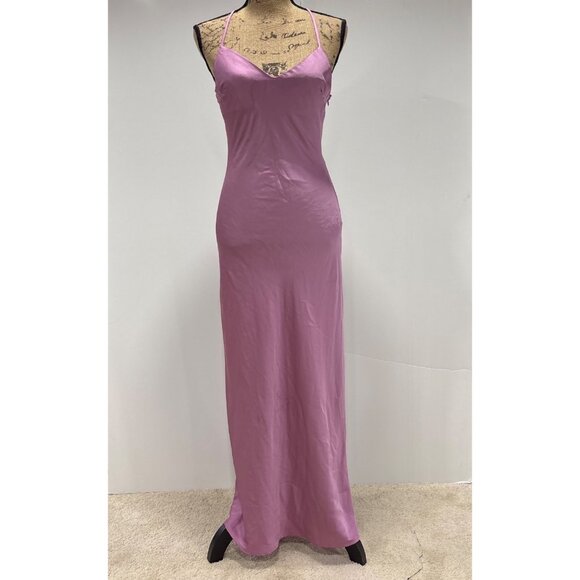 Forever 21 Dresses & Skirts - Pink Maxi Slip Dress With Spaghetti Straps & Criss-Cross Back Form Fitting S